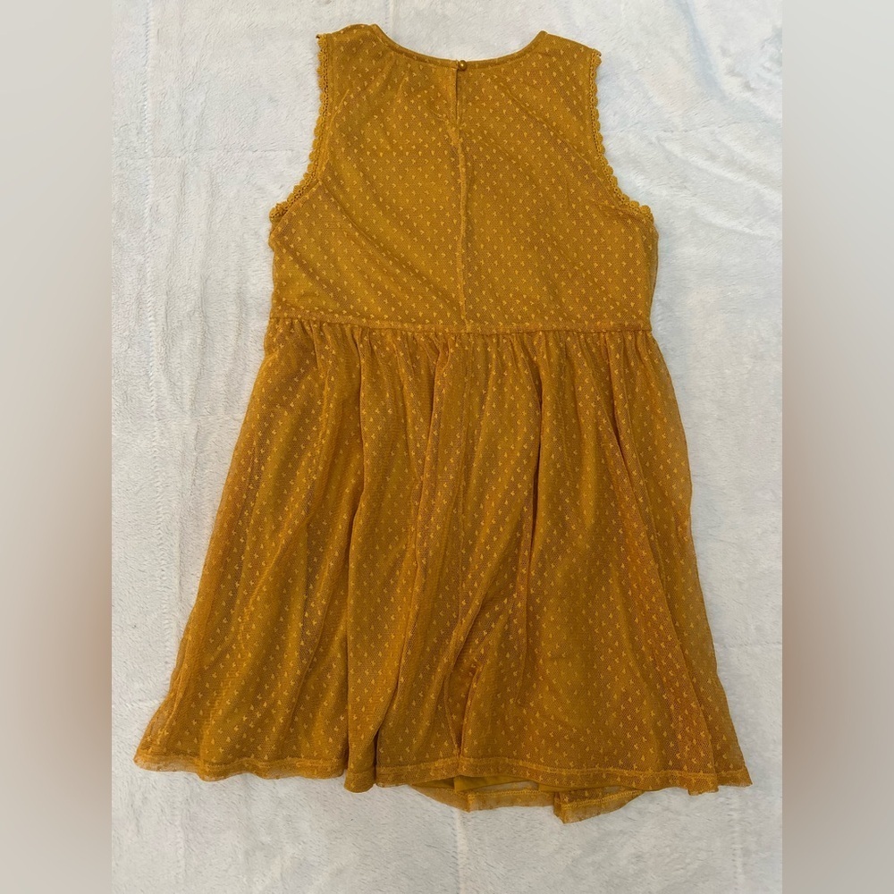 🌻 Blue Rain by Francesca’s - Mustard Yellow Embroidered Sleeveless Dress - Picture 7 of 9